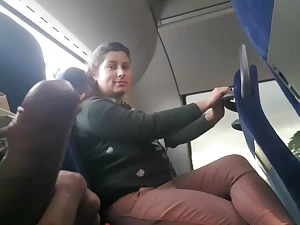 Voyeur entices Mommy to Gargle&Jerk his Penis in Bus